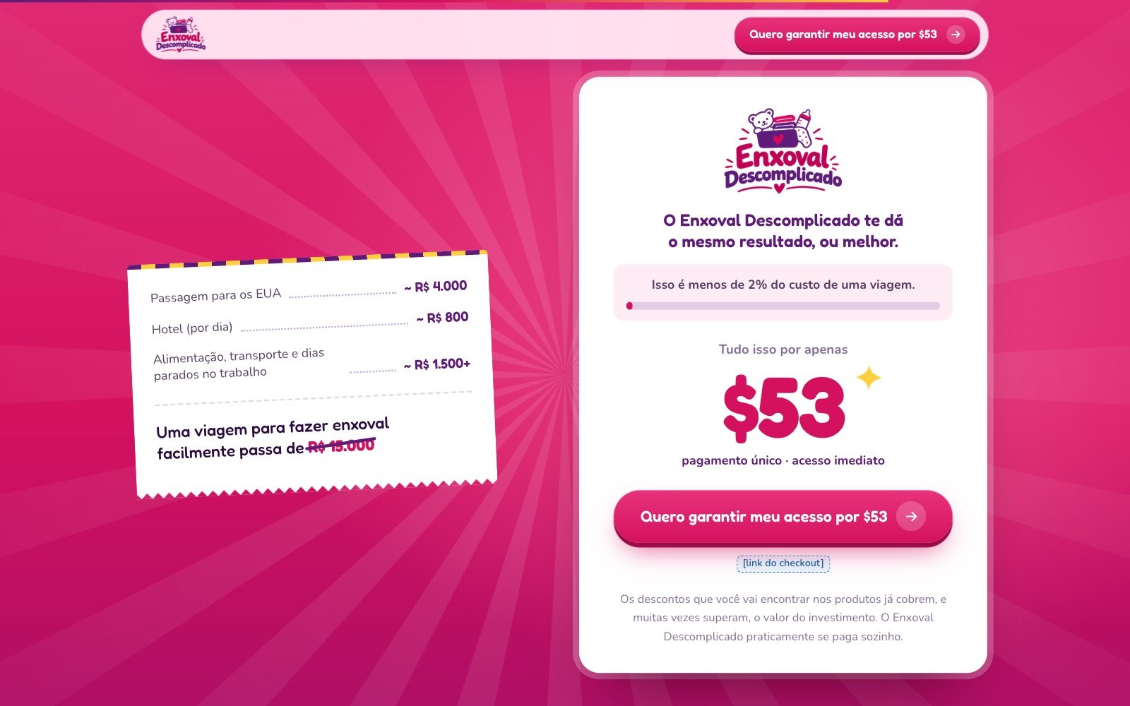 Oferta comparando o custo de uma viagem — Ammay Baby · Enxoval Descomplicado