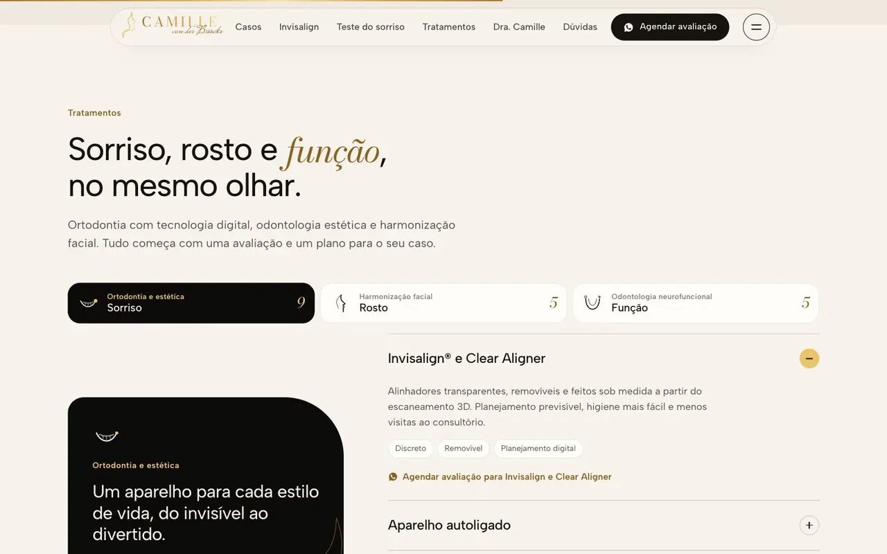 Tratamentos em abas: sorriso, rosto e função, Dra. Camille van der Broocke