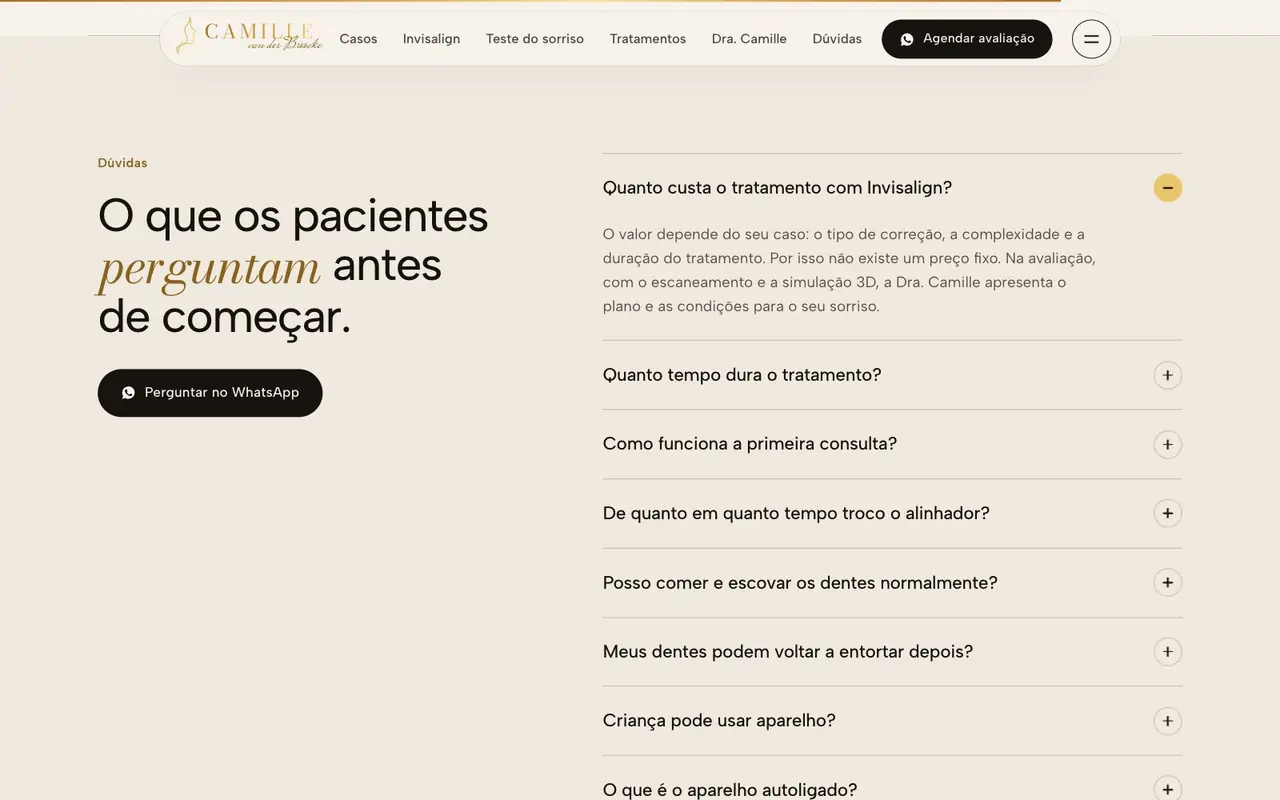 Dúvidas antes de começar, Dra. Camille van der Broocke