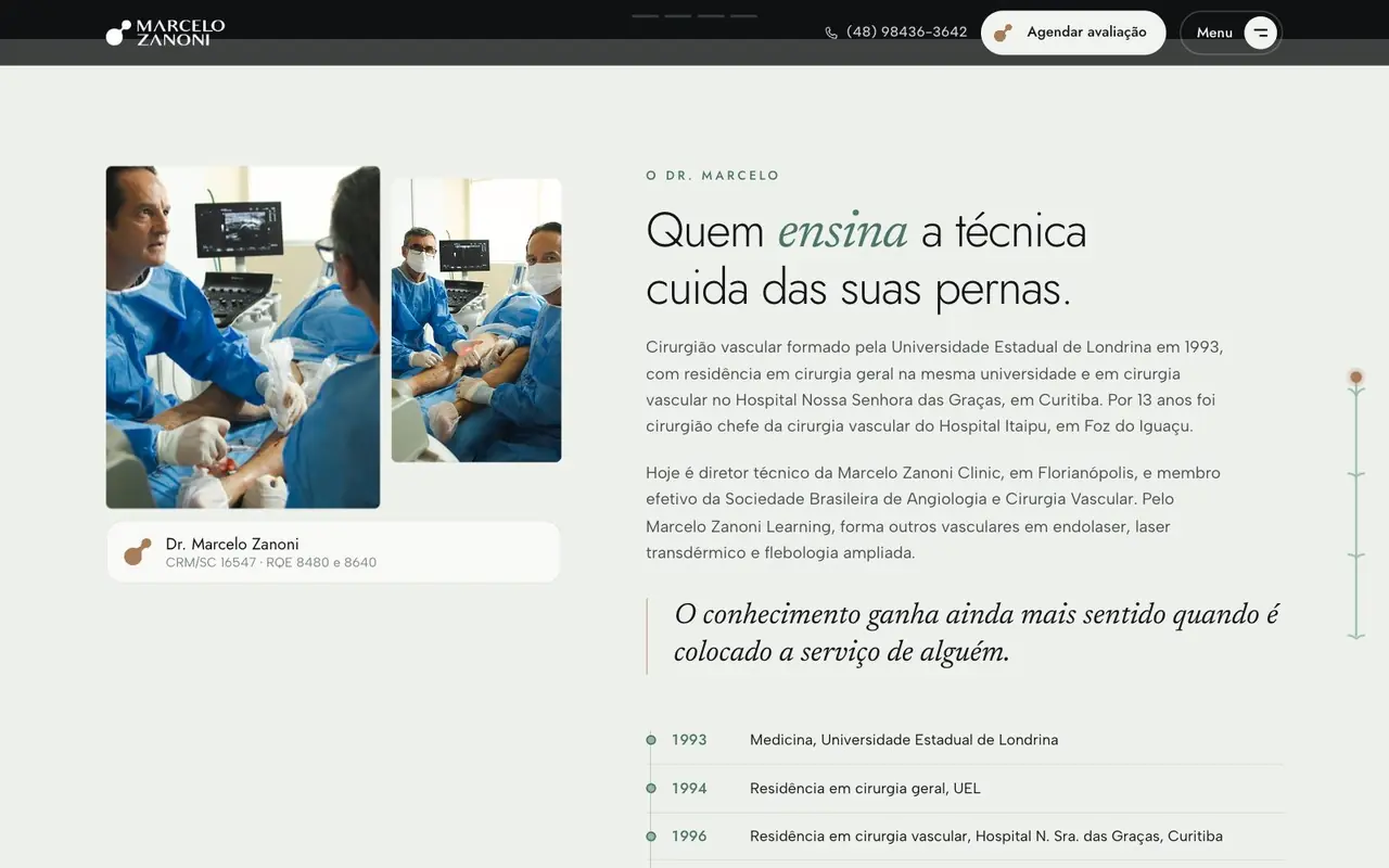 Formação e trajetória do médico, Dr. Marcelo Zanoni