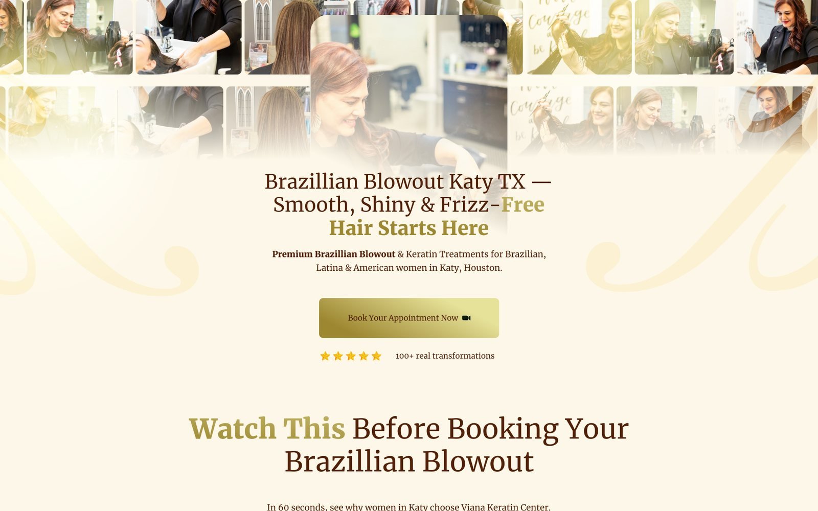 Topo do site salão de alisamento capilar — Viana Keratin Center