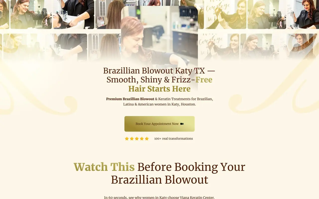 Topo do site do salão de alisamento capilar, Viana Keratin Center